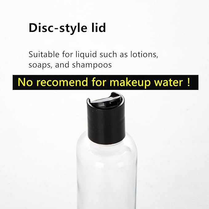 24 Pack 8oz Clear Plastic Empty Bottles, Refillable Travel Containers with Disc Top Flip Caps, Squeezable Shampoo Bottles for Toiletries Liquid Soap, Lotions, Cream, Creams, BPA Free