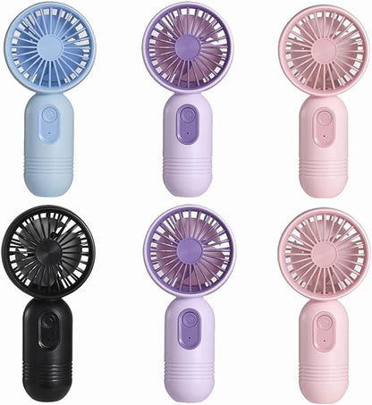 Mini Portable Fan 6 Pack, Cute Handheld Fan Battery Operated Lightweight Small Personal Fans with 3 Speeds and USB Rechargeable Eyelash Fans for Women Men Office Outdoor Travel Camping
