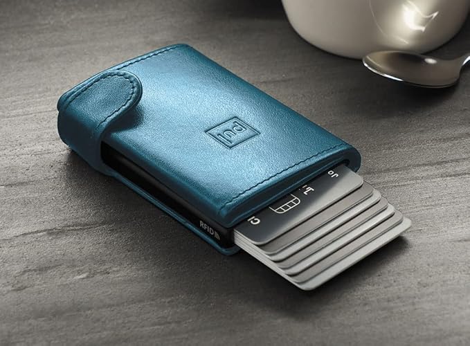 PULARYS Mini Wallet OXFORD - Credit Card Holder Made of Italian Leather - RFID blocking - Space for Cash and Coins - Up to 9 Cards - For Men and Women - Fashionable Colors