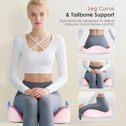 FLORICH Seat Cushion, Memory Foam Seat Cushion for Car Office Chair, Ergonomic Office Seat Chair Cushion for Sciatica Pain Relief, Larger Seat Cushion for for Long Sitting Office Workers - Pink