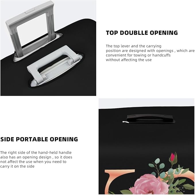 Floral Letter S Travel Luggage Cover Spandex Suitcase Protector Elastic Washable Stretch Suitcase Cover,Size S(Fit 18-21inch Suitcase)