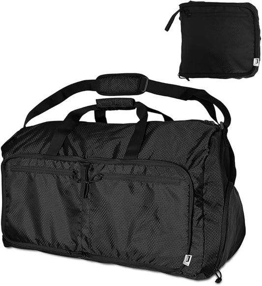 90L Foldable Duffle Bag, Shoe Storage Bag Design, Multiple Pockets, Large Storage Capacity,Duffle Bags For Travel (Black)