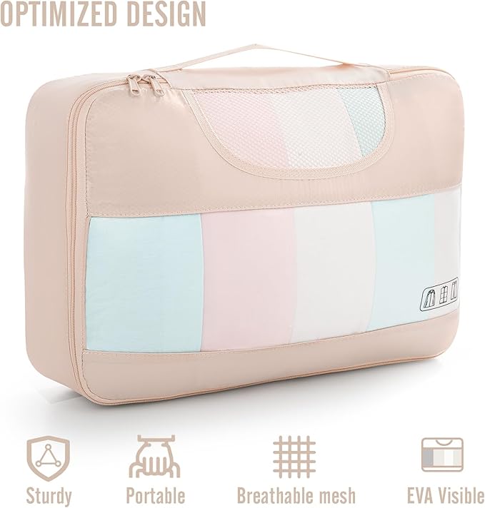 Veken 8 Set Packing Cubes, Christmas Gifts for Women Mom Girl Her Birthday, Cruise Ship Travel Essentials Accessories for Beach Vacation, Suitcase Organizer Bags for Luggage with Hanging Toiletry Bag