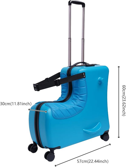 24"Kids Luggage Portable Kids Suitcase Children's Ride On Trolley Rolling Luggage with Wheels Carry Trolley Luggage with Password Lock Funny Kids Suitcases for Boys Girls Small Suitcase ABS+PC