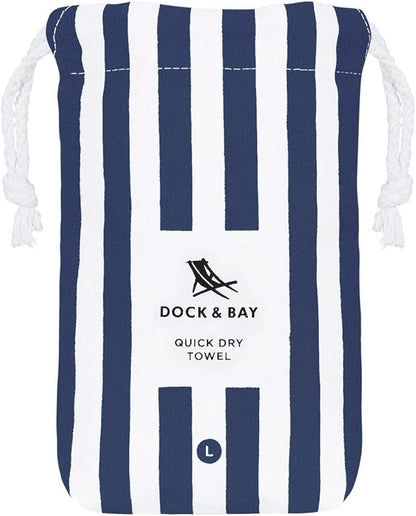 Dock & Bay Beach Towel - Quick Dry, Sand Free - Compact, Lightweight - 100% Recycled - Includes Bag - Cabana - Whitsunday Blue - Large (160x90cm, 63x35)