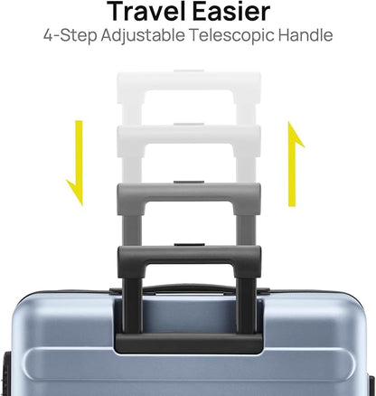 NINETYGO Carry On Luggage 22x14x9 Airline Approved, 20 Inch Luggage with Smooth Spinner Wheels, Lightweight, Hard Shell PC Suitcase Carry-On, Travel Luggage, TSA Approved (Shadow, Rhine Basic)