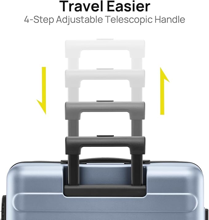 NINETYGO Large Checked Luggage 28 Inch, Checking In Luggage with Smooth Spinner Wheels, Lightweight, Hard Shell PC Suitcase, Lightweight Travel Luggage, TSA Approved (Shadow, Rhine Basic)