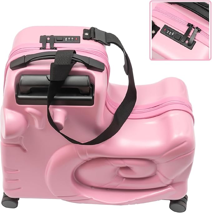 CNCEST 20" Kid's Ride-on Travel Suitcase, Rolling Luggage with Wheels & Password Lock, Children's Ride On Trolley Luggage for Children's Day Gift, Festival Gift