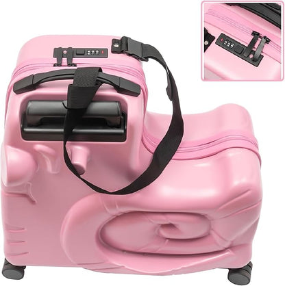 CNCEST 20" Kid's Ride-on Travel Suitcase, Rolling Luggage with Wheels & Password Lock, Children's Ride On Trolley Luggage for Children's Day Gift, Festival Gift