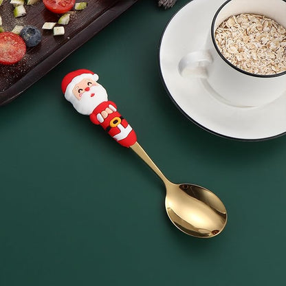 Christmas Utensil Set | Reusable Portable Cutlery Set | Stainless Steel Knife Fork Spoons Gift Box | Includes Themed Utensils (Tree/Santa/Deer/Snowman) | Ideal Christmas Gift
