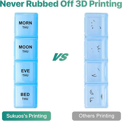 Sukuos Weekly Pill Organizer 7 Day 4 Times a Day, Moisture-Resistant Large Daily Pill Box Medicine Cases for Vitamin/Fish Oil/Supplements (Pink)