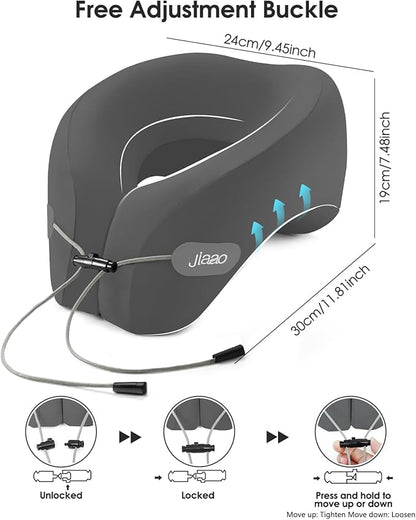 jiaao Travel Pillow, Neck Pillow Airplane, Plane Pillow Memory Foam Travel Neck Pillow with 360° Head and Neck Support, Portable Travel Essential Suitable for Airplane, Car, Train, or Bus Trip