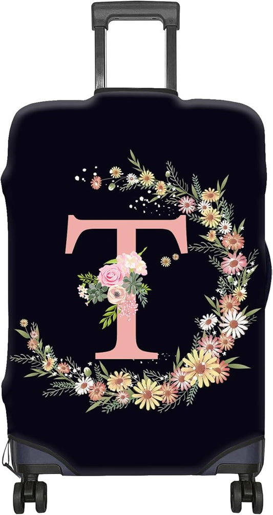 Luggage Suitcase Cover Protector Luggage Elastic Washable Baggage Covers Initial Cute Aesthetic for Unisex Women Girls Travel Trip L(26-29 inch)-Letter T