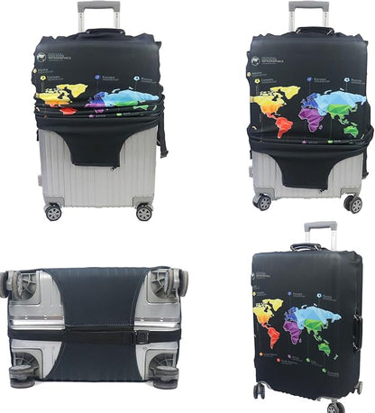 MosaiRudo Thicker Luggage Cover Elastic Suitcase Cover Protector Fits 18-32 Inch Suitcase Travel Accessories (Abstract Map, XL)