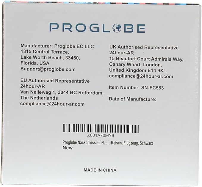 Proglobe Orthopedic Neck Pillow, Travel Neck Pillows for Airplanes, Memory Foam Kit, 360° Head Support, Airplane Pillow Set with 3D Contoured Eye Masks, Earplugs, and Luxury Mesh Bag (Black)
