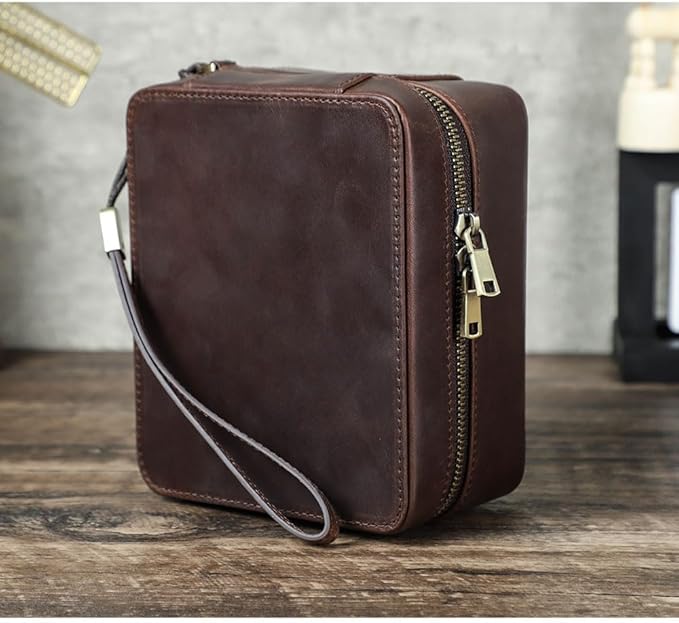 CONTACTS Cufflinks Box Leather Watch Case Glasses Holder for Men Travel Jewelry Storage Organizer Small Padded Tray for Cufflinks Watch Band Sunglasses Rings Studs