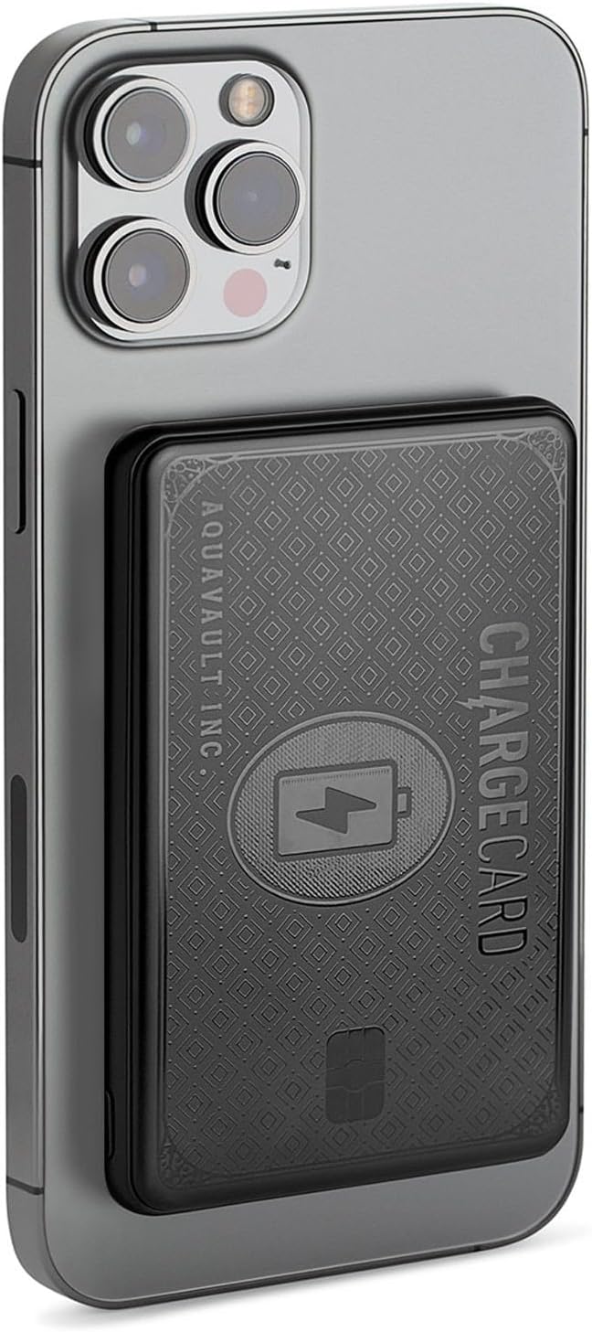 AquaVault Chargecard Magsafe Portable Charger 5000mAh 20W Fast Charge - Magnetic Power Bank, Ultra-Slim Battery Pack Compatible with iPhone 12-17 Series (Matte Black)