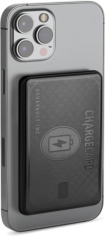 AquaVault Chargecard Magsafe Portable Charger 5000mAh 20W Fast Charge - Magnetic Power Bank, Ultra-Slim Battery Pack Compatible with iPhone 12-17 Series (Matte Black)