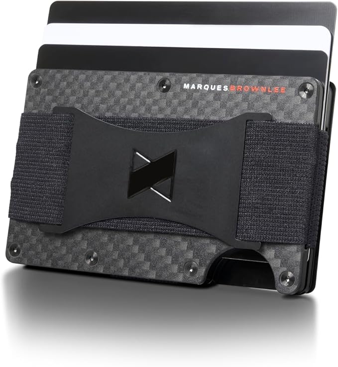 Ridge Wallet for Men - Slim Minimalist Compact Wallet and Card Holder, RFID Protected Front Pocket Wallets for Men with Integrated Cash Strap (MKBHD Carbon Fiber)