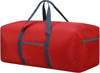 Foldable Duffle Bag for Travel - 75L Large Spare Travel Duffel Bag Lightweight with Trolley Sleeve - Red
