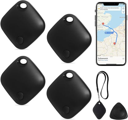 AURTEC Smart Air Tracker for Pets, Vehicles, Keys & Luggage - Compatible with Apple Find My App (iOS Only), Real-Time Global Location Tracking, Long Battery Life, Geo-Fencing,4 Pack