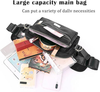 Extra Large Fashion Fanny Pack for Men Women, Waist Bag for Waterproof Hiking Running Biking Gym Outdoor Sports Travel Belt Bag (Black)