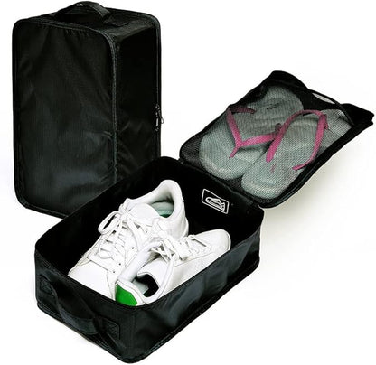 Travel Shoe Bags, Foldable Waterproof Shoe Pouches Organizer-Double Layer (4 Black Shoe Bags)