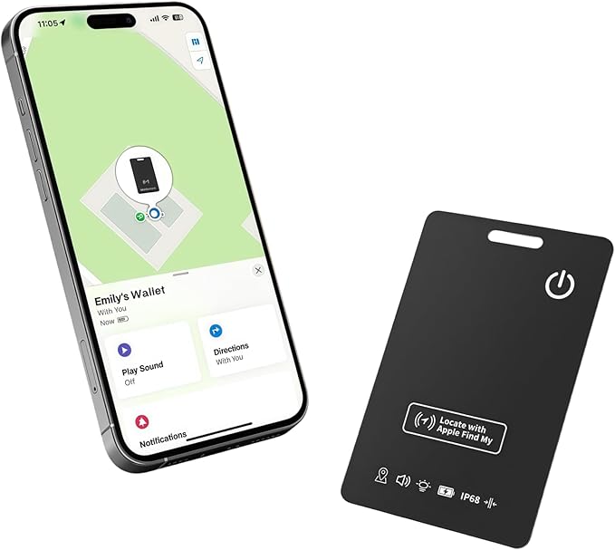 Wallet Tracker Card Air Tags-2Pack (iOS Only), Bluetooth Tracker with Apple Find My, iPhone Smart Card Rechargeable Thin Finder, IP65 Waterproof, Keys Finder, Item Locator for Luggage Tags, Passports