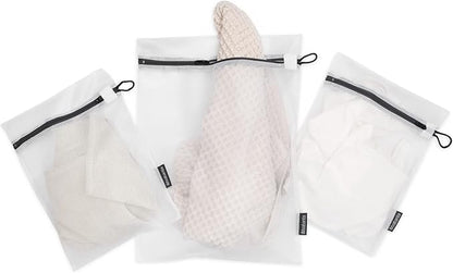 Brabantia Mesh Zip Up Laundry Bags (White) for Washing Machine Delicates, Face Masks, Socks, Bras (1 x Medium, 2 x Small) Organizer, Travel Bags (Pack of 18)