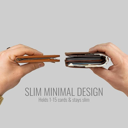Kings Loot Wallet for Men | Customized Minimalist Slim RFID Blocking Leather Design with Cash Pocket & Card Pull Strap | Holds 1-15 Cards | Stylish & Durable Wallets