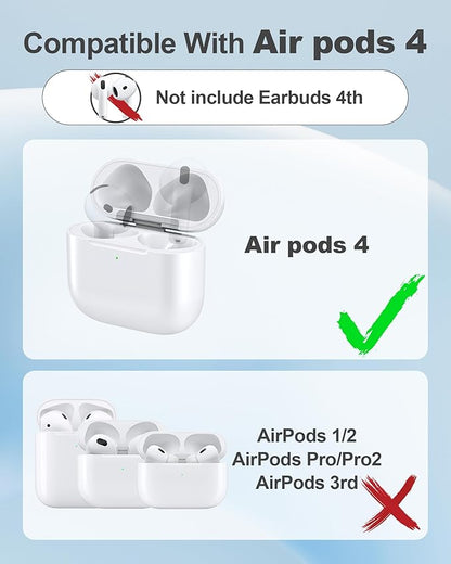 CIVPOWER Charging Case Replacement for Air pods 4th, Compatible for Air Pod 4th Generation Wireless Charger Cases with Bluetooth Pairing (No Earbuds) - White