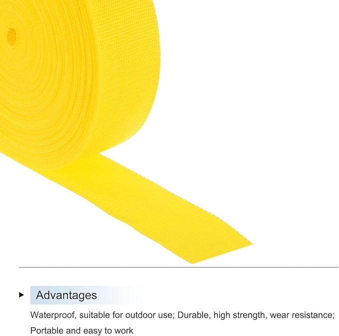 MECCANIXITY Lightweight Polypropylene Webbing Strap 2" 25 Yard Backpack Strapping Band Lemon Yellow for Outdoor Luggage Cargo Straps