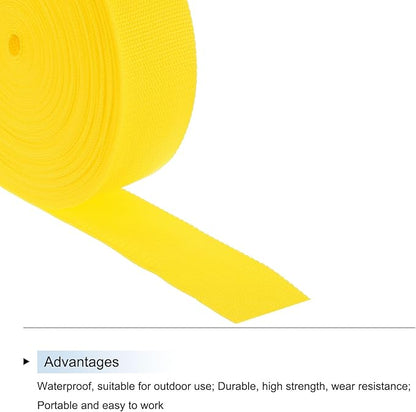 MECCANIXITY Lightweight Polypropylene Webbing Strap 2" 25 Yard Backpack Strapping Band Lemon Yellow for Outdoor Luggage Cargo Straps