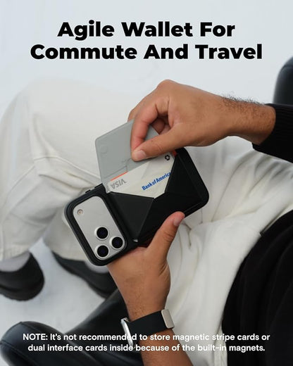 MOFT Magsafe Wallet, Slim Magnetic 8 - Card Holder, Snap Field Wallet with Pull to Access Design, RFID Blocking, MOVAS Veagn Leather Minimalist Travel Wallet for Men & Women, Jet Black