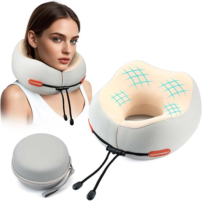 Thickened Travel Neck Pillow for Airplanes for Women, Adjustable Right Amount of Height 360° Support Memory Foam Neck Pillow, Portable Plane Pillow for Sleeping