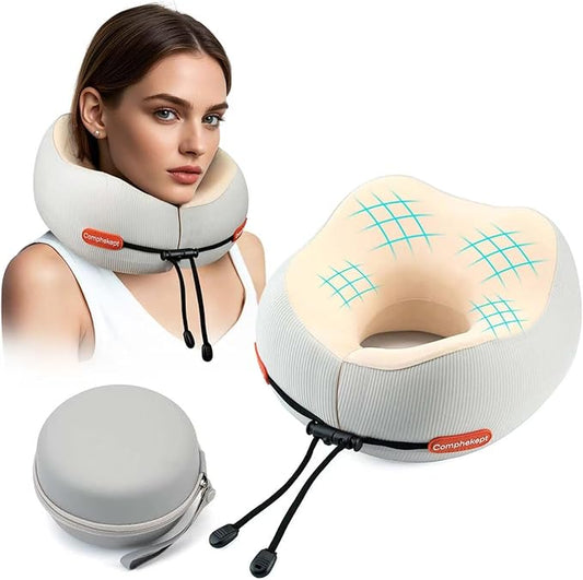 Thickened Travel Neck Pillow for Airplanes for Women, Adjustable Right Amount of Height 360° Support Memory Foam Neck Pillow, Portable Plane Pillow for Sleeping