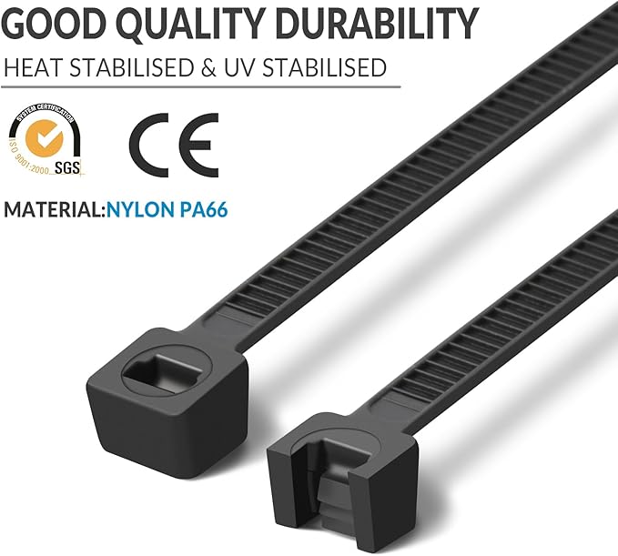 XINGO Black Zip Ties 4 Inch 2000 Pack,Small Zip Ties with 18lbs Tensile Strength, Self-Locking Nylon PA66 Cable Ties for Electronics Organizer, Home Office Garage Multiple Use