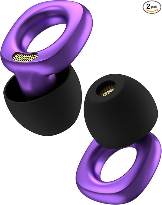 Audree Style Ear Plugs for Noise Reduction, Reusable High Fidelity Earplugs for Concerts, Musicians, Motorcycles, Study, Parent, Party, Flights & Noise Sensitivity, 18-29dB Noise Cancelling (Violet)