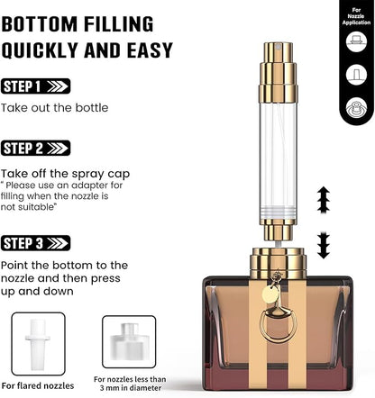 8ML Travel Perfume Refillable Atomizer, Mini Genuine Leather Cologne Sprayer, Protable Pocket Size Empty Fragrance Spray Bottle (Green)