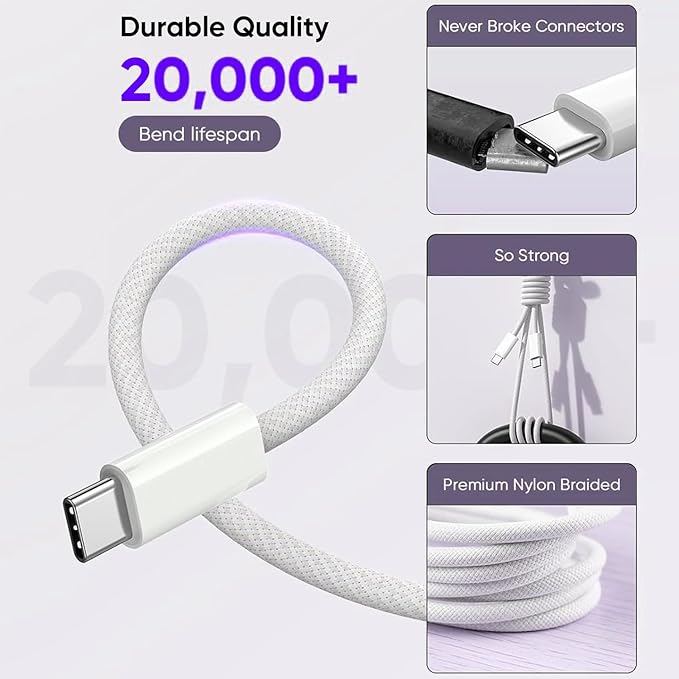 2Pack iPhone 17 16 15 Fast Charging Charger[Apple MFi Certified]6FT USB C-C Fast Charging Woven Cable with USB C Wall Block Apple Charger for iPhone17 Pro/17 Air/16e/17/16/15Pro/Plus,iPad Pro/Air/Mini