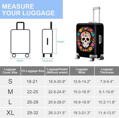 ANNA QUEEN Halloween Travel Luggage Cover Suitcase Protector Suitcase Cover Anti-Scratch,Stretchable Luggage Travel Bag Cover Washable (SKull, XL(fits 29-32Inch suitcase)