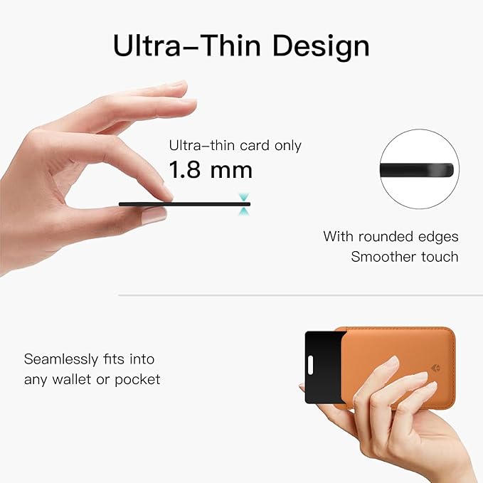 RAINDROPS 2025 Wallet Tracker Card, Ultra-Thin Wallet AirTag Card Works with Apple Find My, Wireless Charging Item Finder for Luggage, Passport, Bags (iOS Only, Black, 2 Pack)