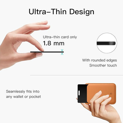 RAINDROPS 2025 Wallet Tracker Card, Ultra-Thin Wallet AirTag Card Works with Apple Find My, Wireless Charging Item Finder for Luggage, Passport, Bags (iOS Only, Black, 2 Pack)