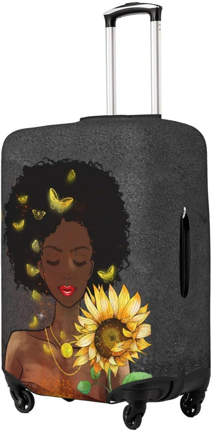 Travel Luggage Cover Suitcase Protector Washable Baggage Covers With Concealed Zipper Suitable For 18-32 Inch X-Large African American Black Girl