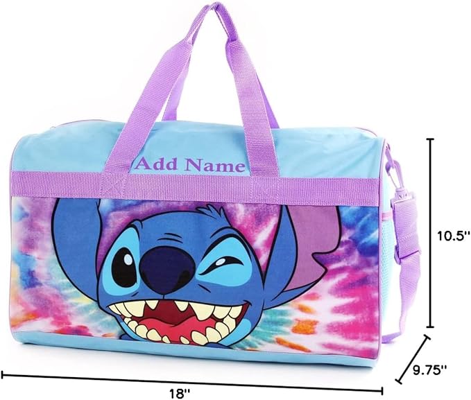 KishKesh Personalized Licensed Kids Duffel Bag – Durable, Customizable Name & Text, Ideal for Travel, School, Gym, Beach, or Overnight – Disney Stitch Design, 18" X 10.50" X 9.75"