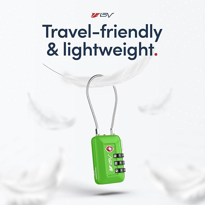 TSA Accepted Luggage Travel Lock, Set-Your-Own Combination Lock for School Gym Locker, Luggage Suitcase Baggage Locks, Filing Cabinets, Toolbox, Case (Green, 6 Pack)