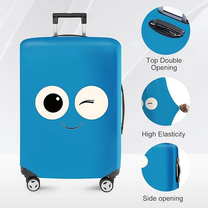 ANNA QUEEN Funny Blue emoticon Travel Luggage Cover Suitcase Protector Suitcase Cover Anti-Scratch,Stretchable Fit for 18-32Inch Luggage,Travel Bag Cover Washable XL(fits 29-32Inch suitcase)
