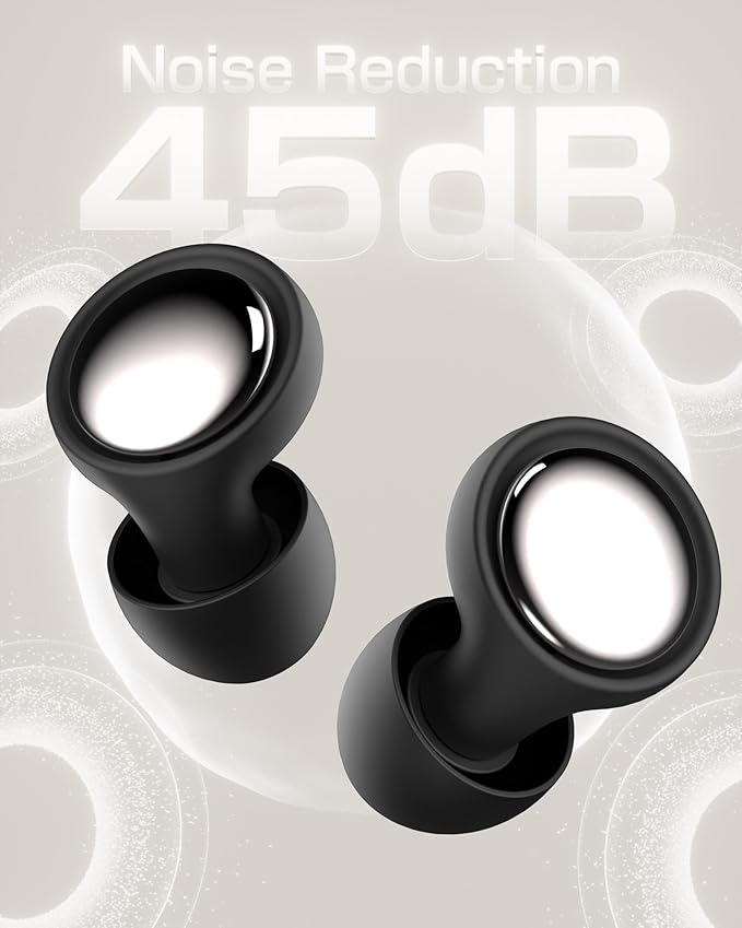 Ear Plugs for Sleeping and Concerts with Cord, Anti-Loss Reusable Earplugs, Ultra-Comfy, 45dB Noise Reducing, Hearing Protection for Travel & Focus, 7 Pair Silicone & Foam Eartips, Slumber Beige