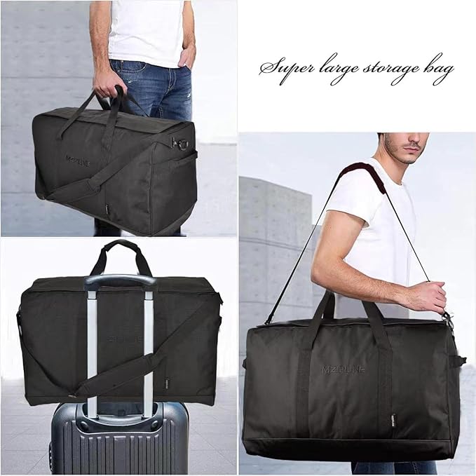 XL Large Duffle Bag-Smell Proof-Resistant Sport Gym Overnight Weekender Bag,Big Capacity Travel Duffel Holdall Bag With Carbon Lining (Black, Large)