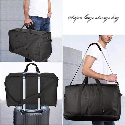 XL Large Duffle Bag-Smell Proof-Resistant Sport Gym Overnight Weekender Bag,Big Capacity Travel Duffel Holdall Bag With Carbon Lining (Black, Large)